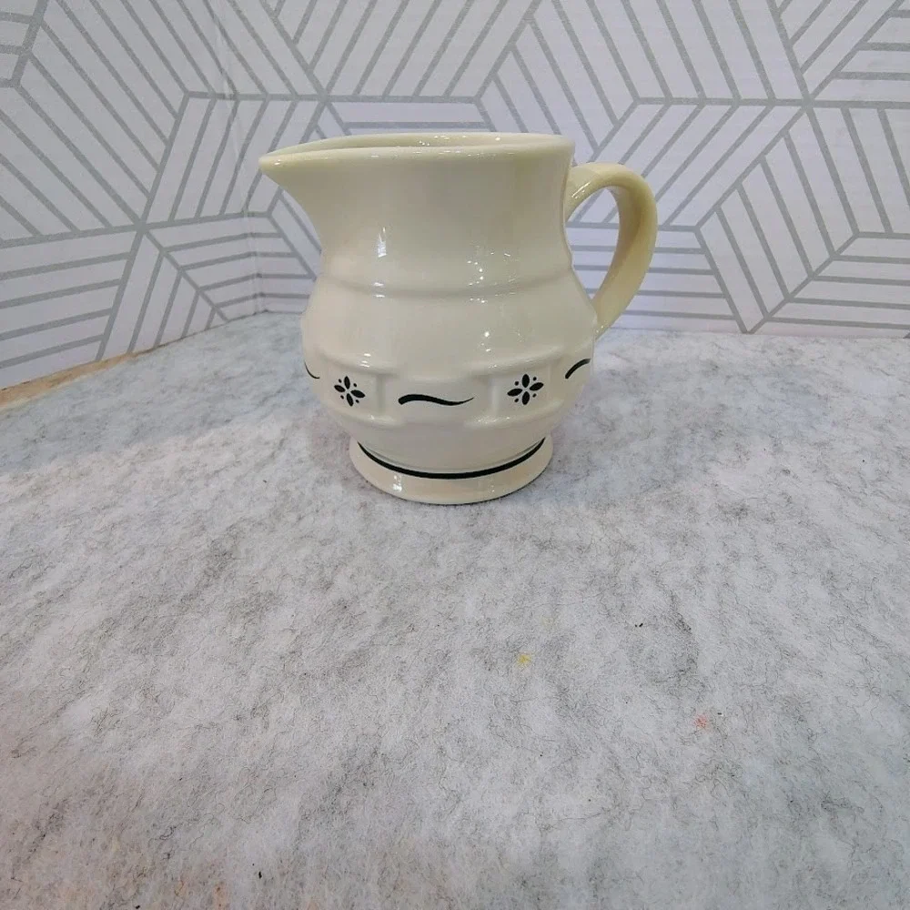 Longaberger Pottery Woven Traditions Classic Green – Creamer/Sugar Set USA